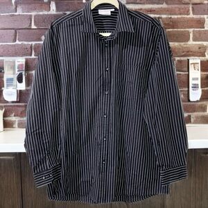 Chef Works Unisex Cook Shirt Black & White Striped Long Sleeve Size Large NWOT